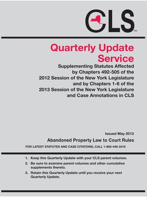 cover image of New York Consolidated Laws Service (CLS) Interim Update Service